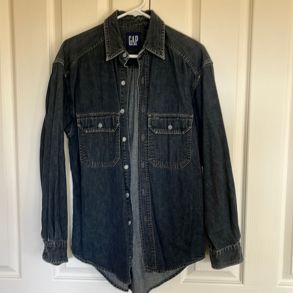 Mens Gap Blue Jean Shirt, Fits woman L
